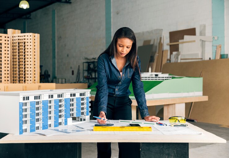 Jackie Rivera leading a project at Albereca Construction, showcasing sustainability and innovation in construction.